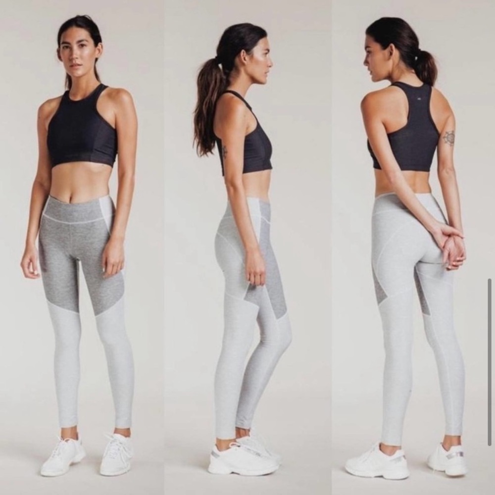 Outdoor Voices 7/8 leggings gray two tone color block